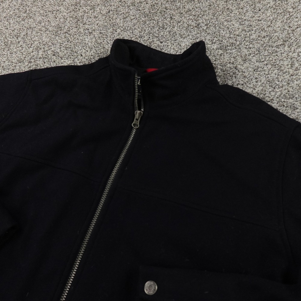 VTG Abercrombie Fitch Jacket Mens L Black Wool Full Zip‎ Bomber Coat 90s Y2K 00s